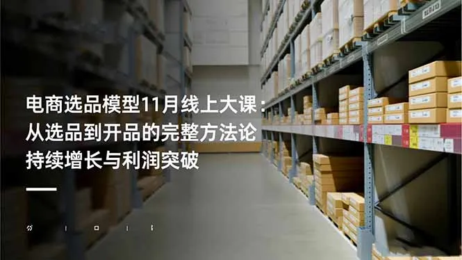 电商选品模型11月线上大课：从选品到开品的完整方法论 持续增长与利润突破-一支黑兰州
