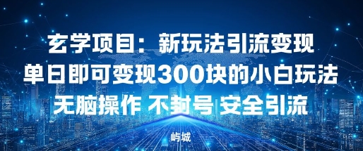 玄学项目：新玩法引流变现单日即可变现3张的小白玩法无脑操作不封号安全引流-一支黑兰州
