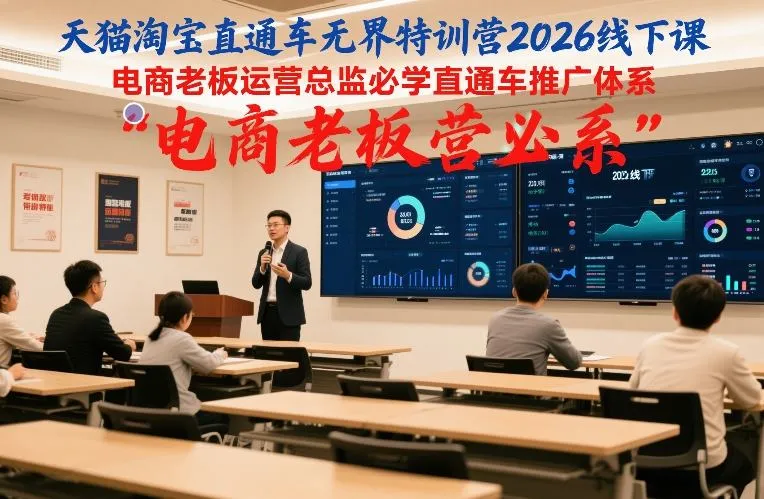 天猫淘宝直通车无界特训营2026线下课,电商老板运营总监必学直通车推广体系