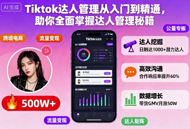 Tiktok达人管理从入门到精通，助你全面掌握达人管理秘籍-一支黑兰州