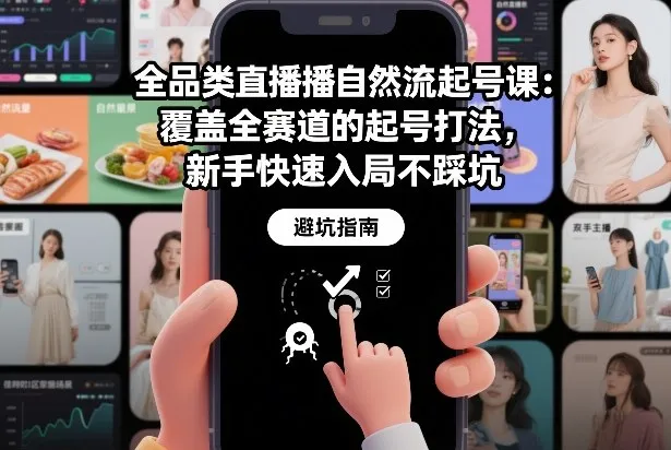 全品类直播自然流起号课：覆盖全赛道的起号打法，新手快速入局不踩坑-一支黑兰州