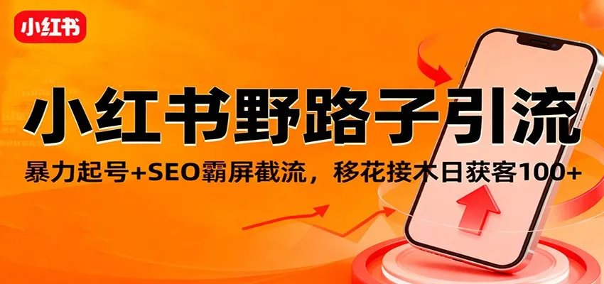 小红书野路子引流，暴力起号+SEO霸屏截流，移花接木日获客100+-一支黑兰州