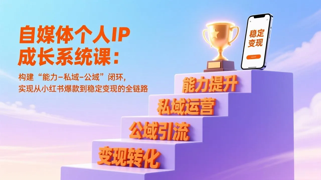 自媒体个人IP成长系统课：构建“能力-私域-公域”闭环，实现从小红书爆款到稳定变现的全链路-一支黑兰州