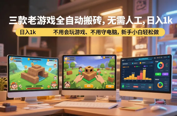 三款老游戏全自动搬砖，无需人工，日入1k，不用会玩游戏、不用守电脑，新手小白轻松做【揭秘】-一支黑兰州