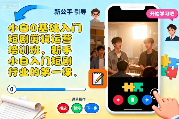 小白0基础入门短剧剪辑运营培训班，新手小白入门短剧行业的第一课-一支黑兰州