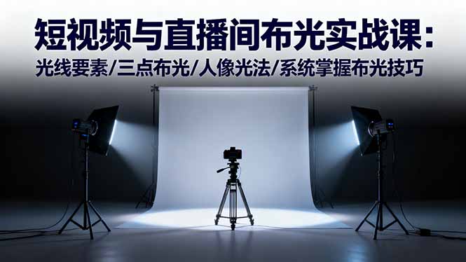 短视频与直播间布光实战课：光线要素/三点布光/人像光法/系统掌握布光技巧-一支黑兰州