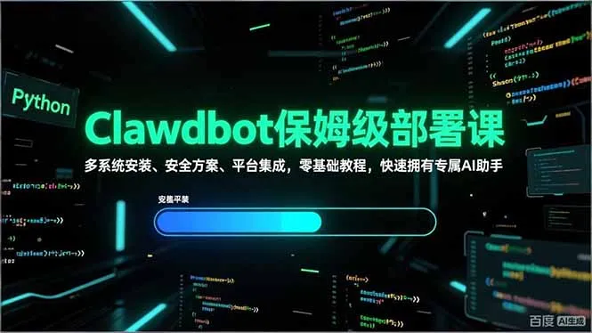Clawdbot保姆级部署课，多系统安装、安全方案、平台集成，零基础教程，快速拥有专属AI助手-一支黑兰州