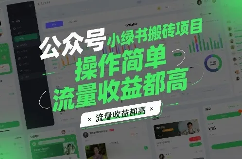 公众号小绿书搬砖项目，操作简单，流量收益都高-一支黑兰州