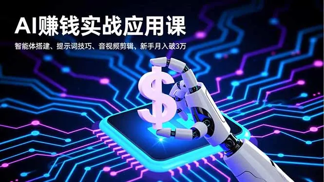 AI赚钱实战应用课，智能体搭建、提示词技巧、音视频剪辑，新手月入破3万-一支黑兰州