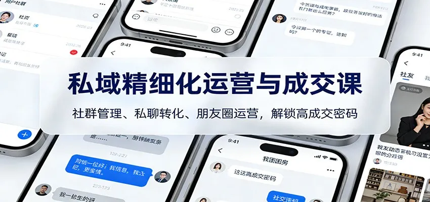 私域精细化运营与成交课：社群管理、私聊转化、朋友圈运营，解锁高成交密码-一支黑兰州