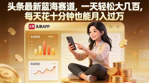 头条最新蓝海赛道，一天轻松大几张，每天花十分钟也能月入过1W【揭秘】-一支黑兰州
