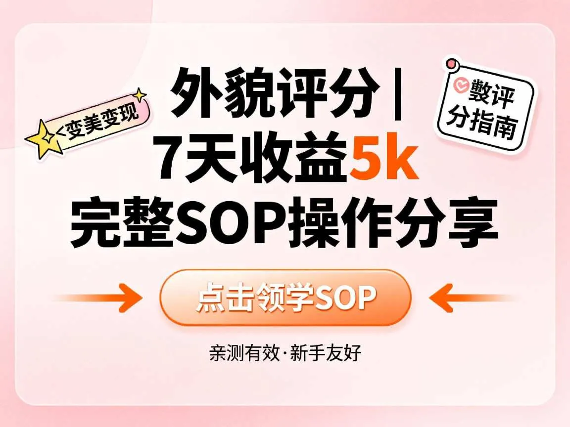 小红书做外貌评分，7天收益5k，完整SOP操作分享-一支黑兰州