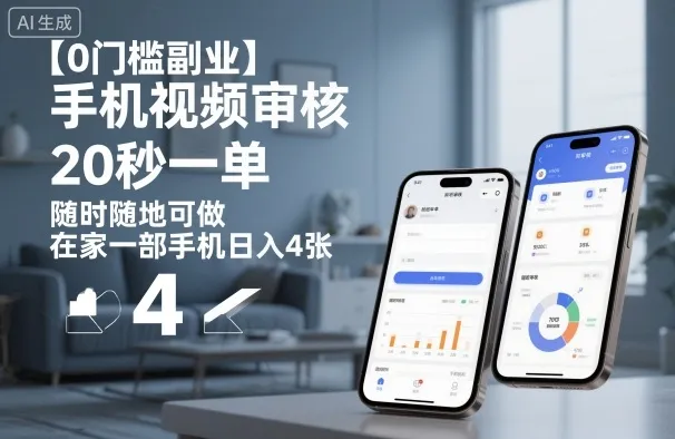 【0门槛副业】手机视频审核，20秒一单，随时随地可做，在家一部手机日入4张【揭秘】-一支黑兰州