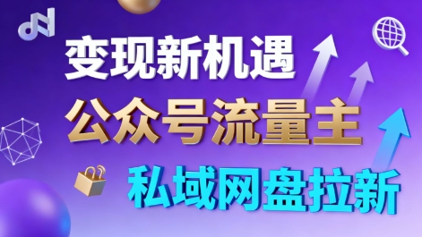 公众号流量主+私域网盘拉新，多方式变现，简单易上手，当天就有收益-一支黑兰州