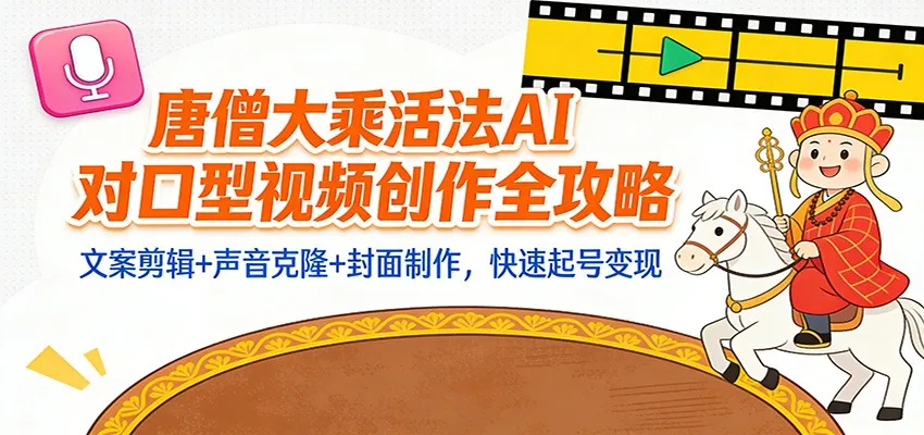 “大乘活法”AI对口型视频创作全攻略:文案剪辑+声音克隆+封面制作,快速起号变现-一支黑兰州
