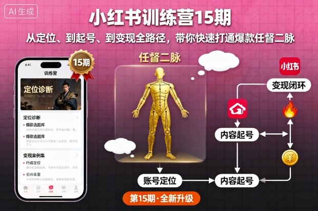 小红书训练营15期，从定位、到起号、到变现全路径，带你快速打通爆款任督二脉-一支黑兰州