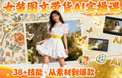 女装图文带货的AI实操课，覆盖38个实用技能，快速提升素材制作效率-一支黑兰州