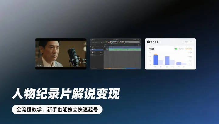 人物纪录片解说变现，全流程教学，新手也能独立快速起号-一支黑兰州