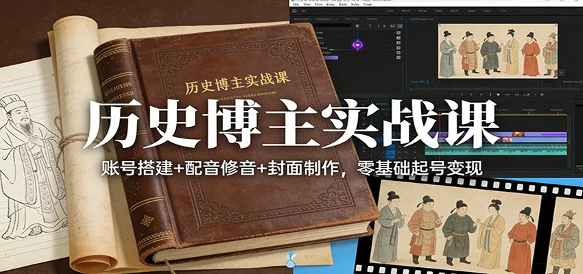历史博主实战课：账号搭建+配音修音+封面制作，零基础起号变现-一支黑兰州