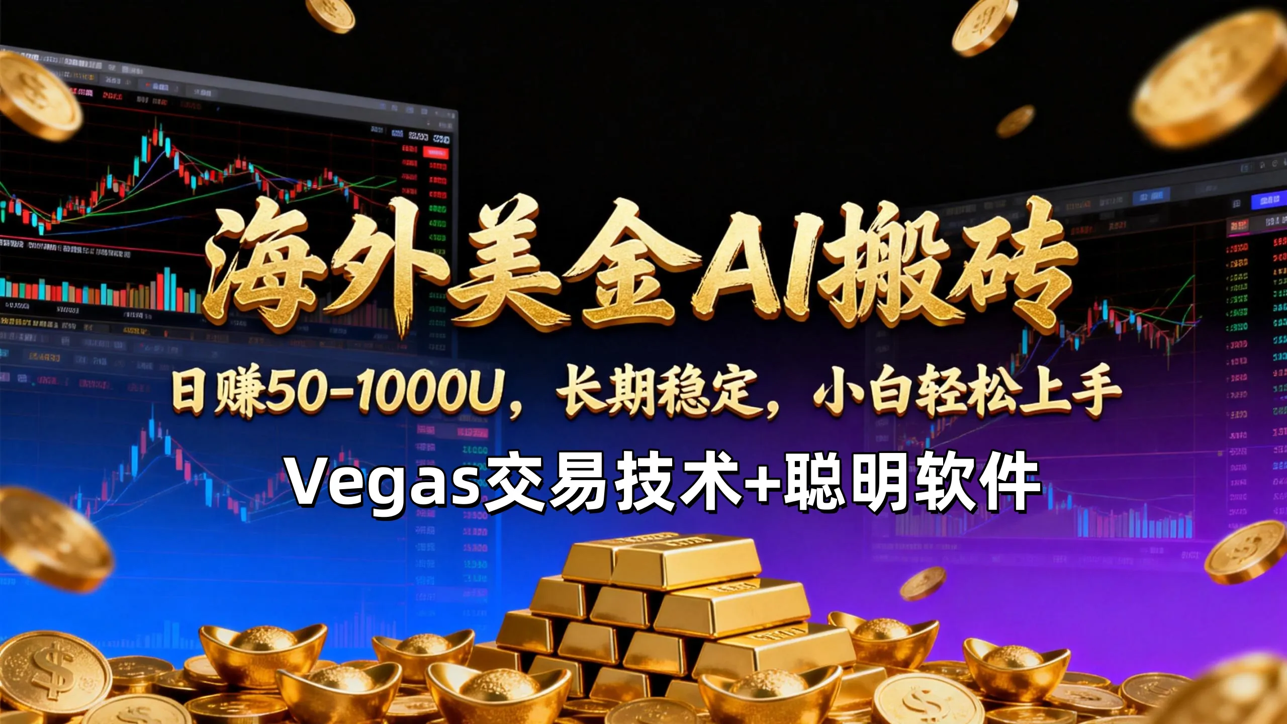 【海外美金AI搬砖】Vegas交易技术+聪明软件，日赚50-1000U，长期稳定，小白轻松上手。-一支黑兰州