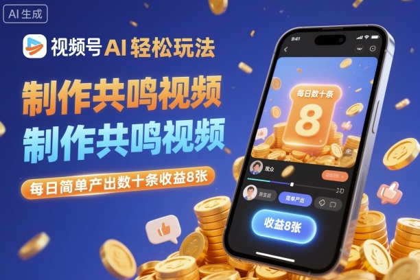 视频号AI轻松玩法，制作共鸣视频，每日简单产出数十条收益8张-一支黑兰州
