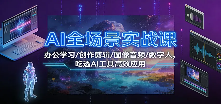 AI全场景实战课：办公学习/创作剪辑/图像音频/数字人，吃透AI工具高效应用-一支黑兰州
