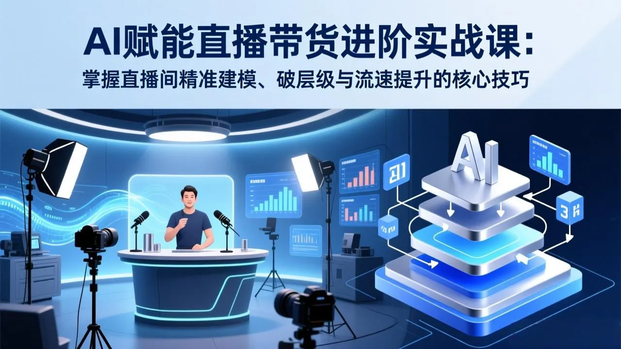 AI赋能直播带货进阶实战课:掌握直播间精准建模、破层级与流速提升的核心技巧-一支黑兰州