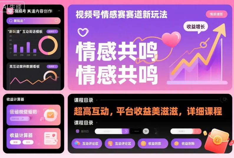 视频号情感赛道新玩法，超高互动，平台收益美滋滋，详细课程-一支黑兰州