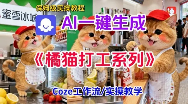 Coze扣子工作流一键生成胖橘猫打工短视频，保姆级实操搭建教学-一支黑兰州