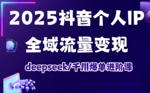 抖音个人IP全域流量变现进阶课，deepseek千川爆单进阶课（更新2026）-一支黑兰州