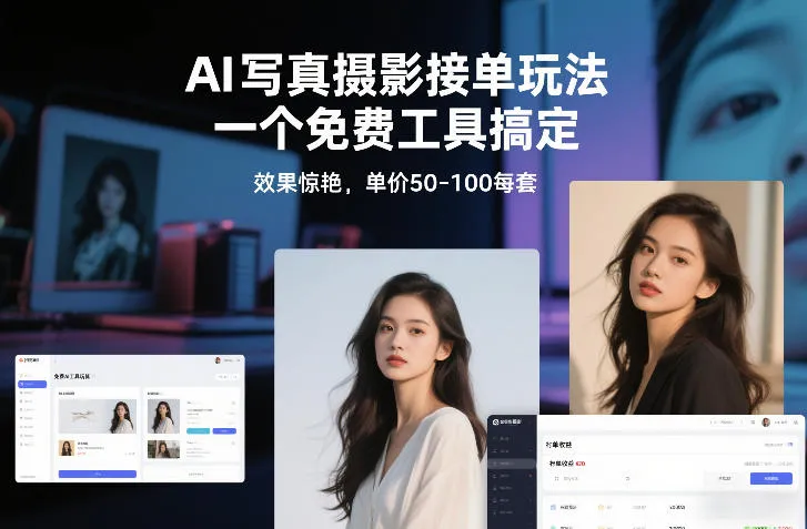 AI写真摄影接单玩法，一个免费工具搞定，效果惊艳，单价50-100每套-一支黑兰州