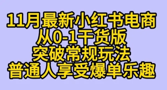 K总部落《11月小红书电商最新玩法从0-1突破平台流量》-一支黑兰州