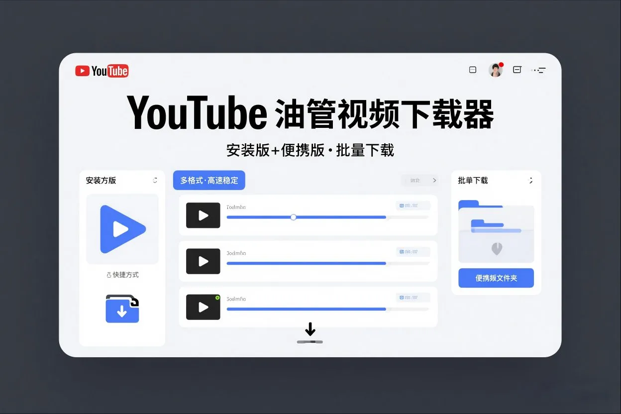 YouTube油管视频下载器安装版+便携版，可以批量下载多个视频-一支黑兰州