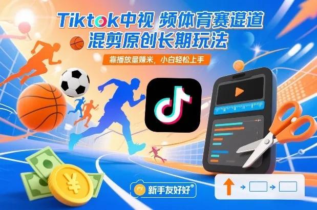 Tiktok中视频体育赛道混剪原创长期玩法，靠播放量賺米，小白轻松上手-一支黑兰州