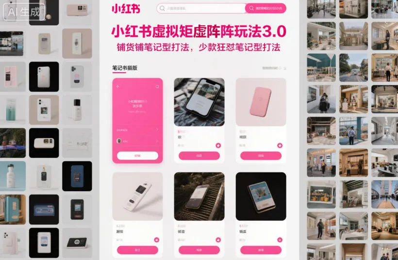 小红书虚拟矩阵玩法3.0，铺货铺笔记型打法，少款狂怼笔记型打法-一支黑兰州