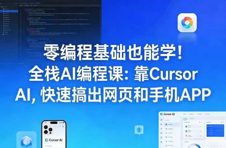 零编程基础也能学！全栈AI编程课：靠Cursor AI，快速搞出网页和手机APP-一支黑兰州