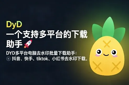 DYD多平台电脑去水印批量下载助手：抖音、快手、tiktok、小红书去水印下载-一支黑兰州