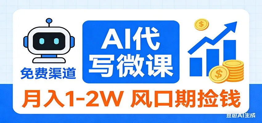 2026告别打工！AI 代写微课，提供免费渠道，月入 1-2W 风口期捡钱-一支黑兰州