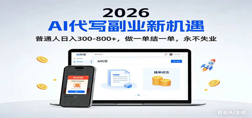 2026 副业首选！AI 代写日入 300-800，普通人0门槛，做一单结一单！-一支黑兰州