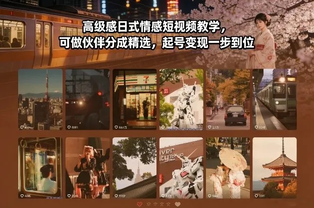 高级感日式情感短视频教学，可做伙伴分成精选，起号变现一步到位-一支黑兰州