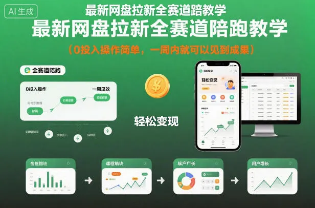 最新网盘拉新全赛道陪跑教学，0投入操作简单，一周内就可以见到成果-一支黑兰州