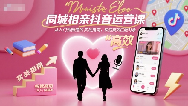 同城相亲抖音运营课，从入门到精通的实战指南，快速高效匹配对象-一支黑兰州