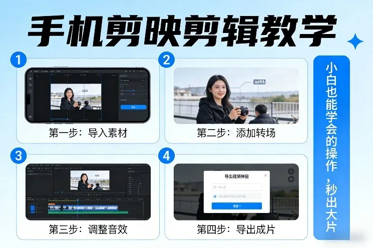 手机剪映剪辑教学，小白也能学会的操作，秒出大片-一支黑兰州