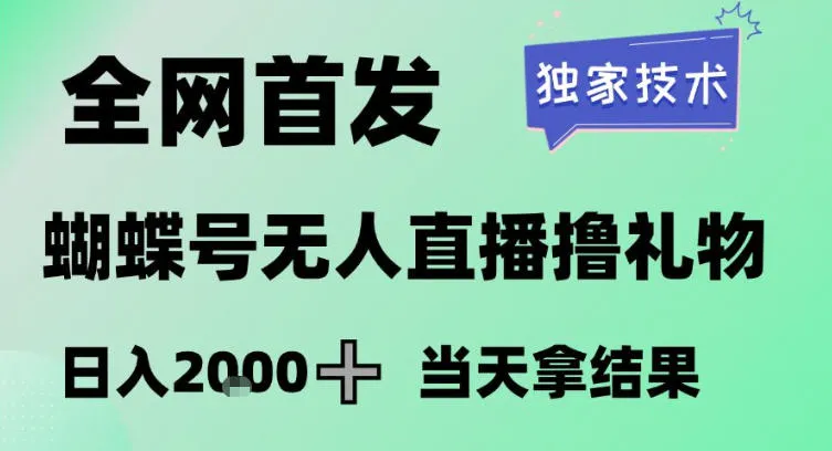 2026最新蝴蝶号无人直播掘金,独家技术,全网首发小白做了一个月收益3W,长期稳定可做【揭秘】-一支黑兰州