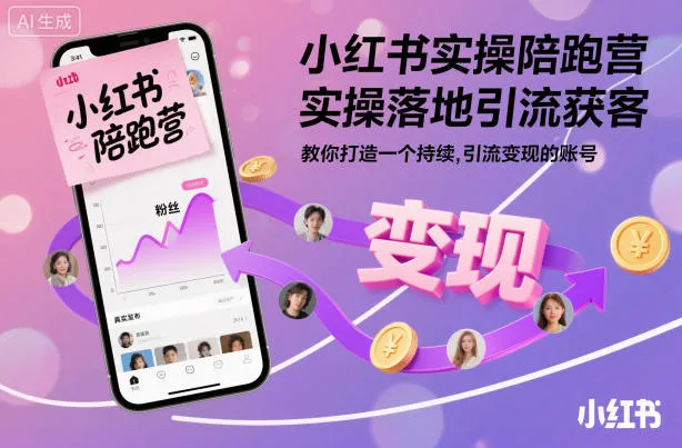 小红书实操陪跑营，实操落地引流获客，教你打造一个持续引流变现的账号-一支黑兰州