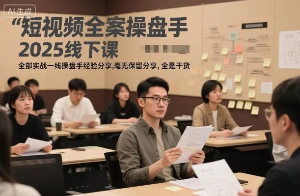 短视频全案操盘手2025线下课，全部实战一线操盘手经验分享，毫无保留分享，全是干货-一支黑兰州