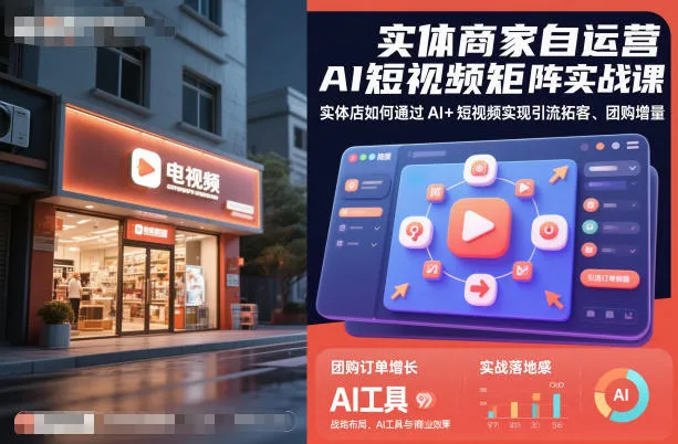 实体商家自运营AI短视频矩阵实战课,实体店如何通过AI+短视频实现引流拓客、团购增量-一支黑兰州