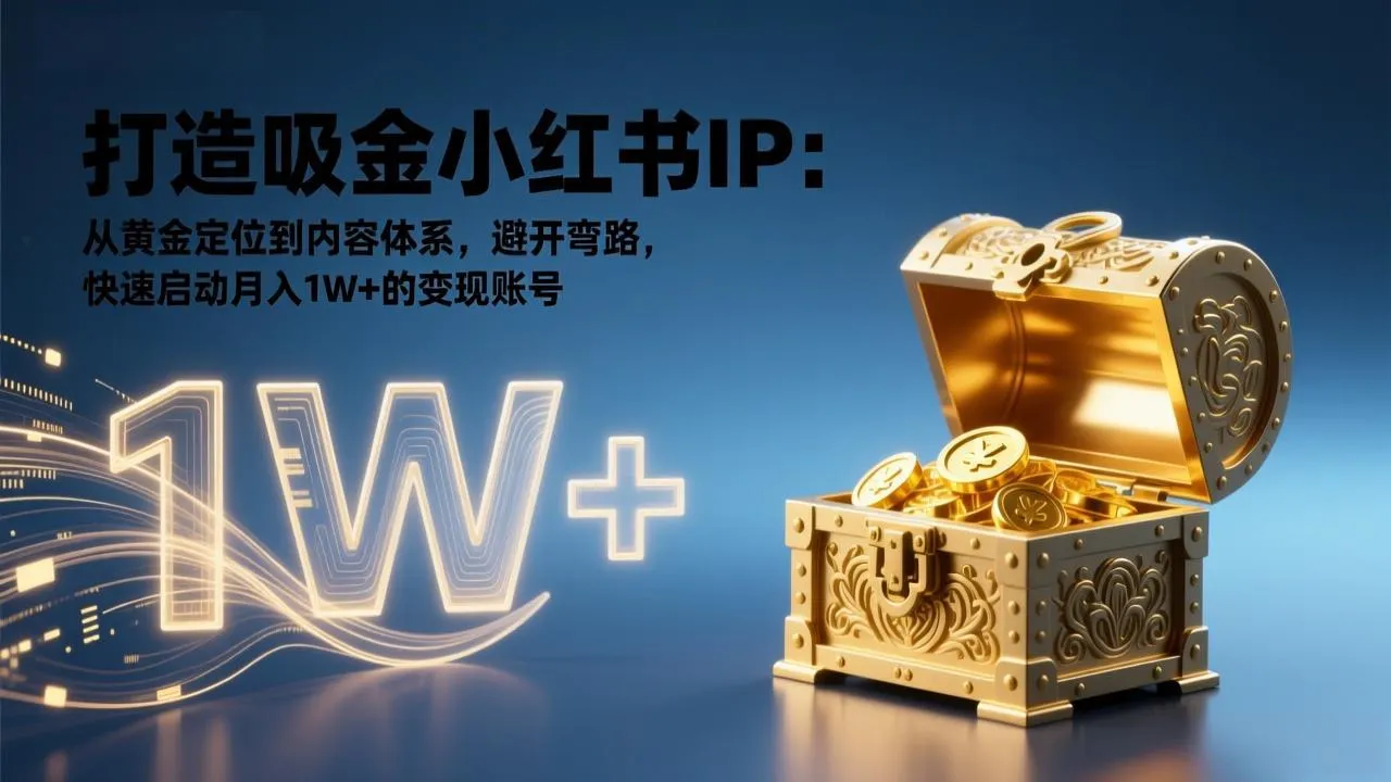 打造吸金小红书IP：从黄金定位到内容体系，避开弯路，快速启动月入1W+的变现账号-一支黑兰州