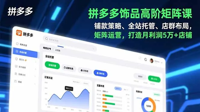 拼多多饰品高阶矩阵课，铺款策略、全站托管、店群布局，矩阵运营，打造月利润5万+店铺-一支黑兰州