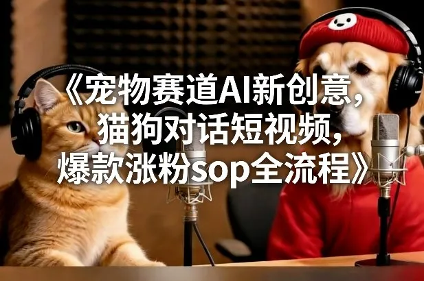 宠物赛道AI新创意，猫狗对话短视频，爆款涨粉sop全流程-一支黑兰州